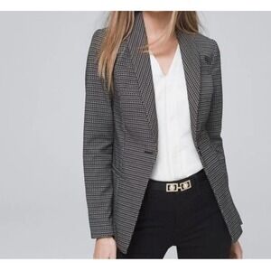 White House Black Market WHBM Grid Shawl Collar Blazer Jacket Career Size 4
